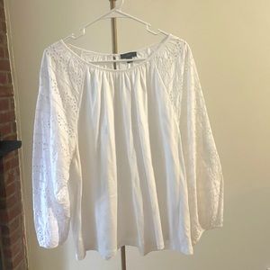 JCrew white floral sleeve blouse